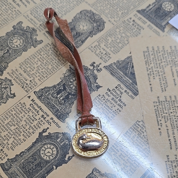 Dooney & Bourke Accessories - Dooney & Bourke Brown Leather Keychain with Gold Accent